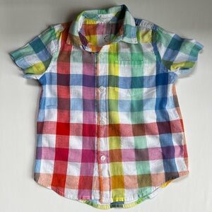 Primary size 5 rainbow gingham button down shirt